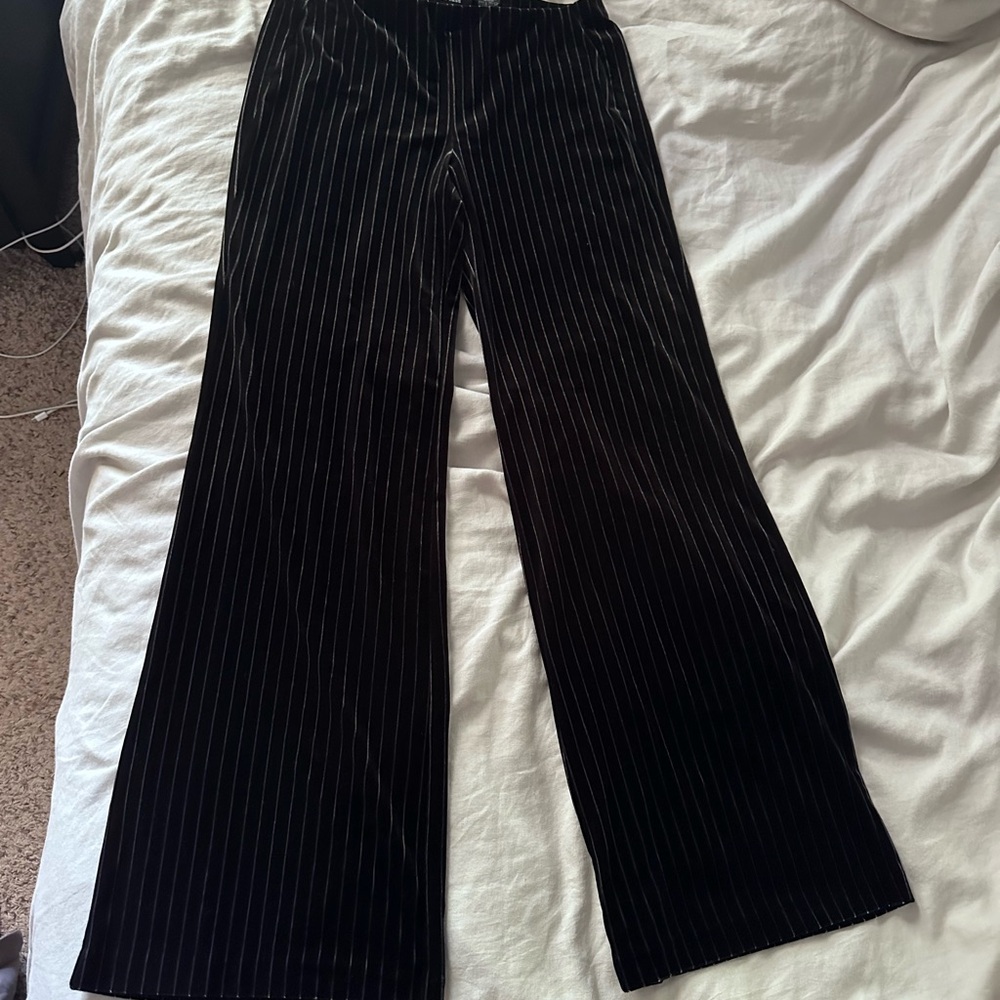 Vintage Express Black Velvet Striped Trousers
